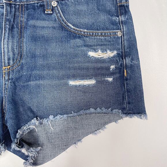 Rag & Bone Womens 28 Cut Off Denim Jean Shorts in Johny Wash Ripped Cotton - Picture 4 of 10